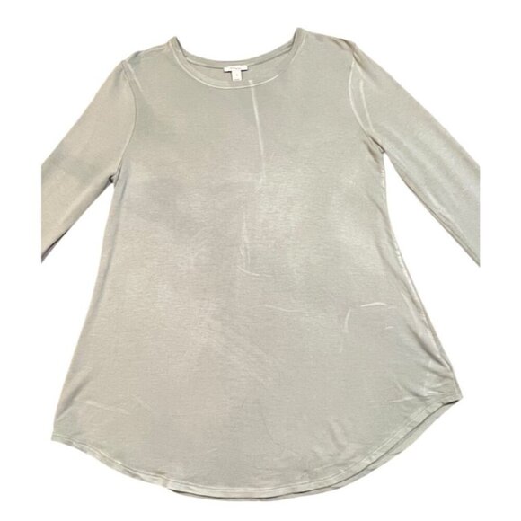 Daily Ritual Sage Super Soft Terry Long Sleeve Shirt With Shirttail Hem SIZE-XL - Picture 7 of 7